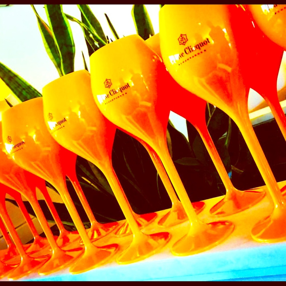 Veuve Clicquot flutes. Sold as set of 6